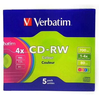 Verbatim CD-RW 80 min 4x Slim Case (5pk) Verbatim CD-RW 80 min 4x Slim Case (5pk)