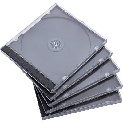 Unbranded 25 Pack Standard Clear CD Cases with Assembled Black Tray - Holds 1 Disc (CD/DVD Unbranded 25 Pack Standard Clear CD Cases with Assembled Black Tray - Holds 1 Disc (CD/DVD