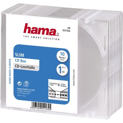 Hama Slim CD Cases Pack of 10 Transparent Hama Slim CD Cases Pack of 10 Transparent