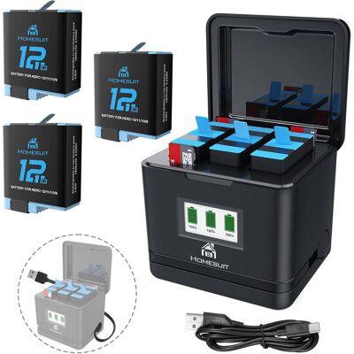 Unbranded Homesuit Hero 12/11/10/9 Batteries 1800mAh and LCD Storage Charger for GoPro Her Unbranded Homesuit Hero 12/11/10/9 Batteries 1800mAh and LCD Storage Charger for GoPro Her