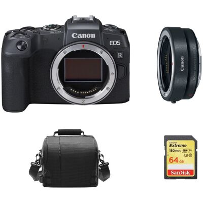 Canon EOS RP Body Black + EF-EOS R Mount Adapter + 64GB SD card + Bag Canon EOS RP Body Black + EF-EOS R Mount Adapter + 64GB SD card + Bag