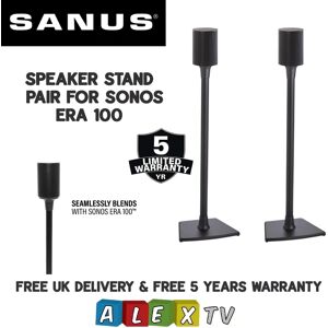 SANUS WSSE12 Black Pair Fixed Height Speaker Stands For Sonos Era 100 SANUS WSSE12 Black Pair Fixed Height Speaker Stands For Sonos Era 100