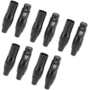 Unbranded 5 Pair 3 Pin XLR Plug Audio Socket Cannon Connector Black Unbranded 5 Pair 3 Pin XLR Plug Audio Socket Cannon Connector Black