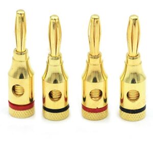 Unbranded (As show, One size) 4pcs Gold Plated Audio Jack Speaker Banana Plugs Open Screw Unbranded (As show, One size) 4pcs Gold Plated Audio Jack Speaker Banana Plugs Open Screw