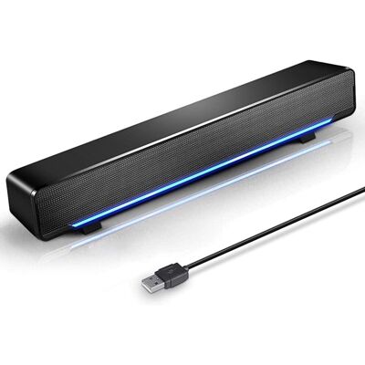 Unbranded Stylish Black Sound Bar, Stereo 2.0 Speakers USB-Powered for Seamless PC Enterta Unbranded Stylish Black Sound Bar, Stereo 2.0 Speakers USB-Powered for Seamless PC Enterta