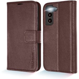 TECHGEAR Galaxy S22 Plus Leather Wallet Case, Genuine Leather Magnetic Flip [RFI TECHGEAR Galaxy S22 Plus Leather Wallet Case, Genuine Leather Magnetic Flip [RFI