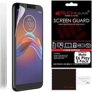 TECHGEAR [5 Pack Moto E6 Play Screen Protectors, CLEAR LCD Film Screen Protector TECHGEAR [5 Pack Moto E6 Play Screen Protectors, CLEAR LCD Film Screen Protector