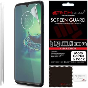 TECHGEAR [5 Pack Moto G8 Plus Screen Protectors, CLEAR LCD Film Screen Protector TECHGEAR [5 Pack Moto G8 Plus Screen Protectors, CLEAR LCD Film Screen Protector