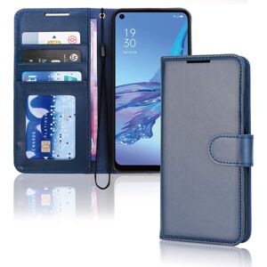 TECHGEAR Leather Wallet Case for Oppo A53/A32 Blue PU Leather, Flip Cover with 3 TECHGEAR Leather Wallet Case for Oppo A53/A32 Blue PU Leather, Flip Cover with 3