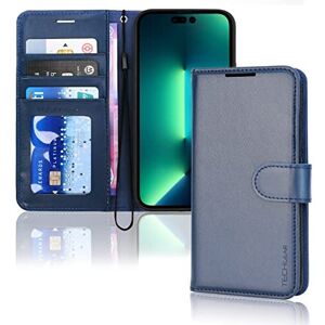 Techgear (Blue) Apple iPhone 14 Pro Max Leather Wallet Case, Flip Protective Cover with W Techgear (Blue) Apple iPhone 14 Pro Max Leather Wallet Case, Flip Protective Cover with W