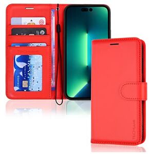 Techgear (Red) Apple iPhone 14 Pro Max Leather Wallet Case, Flip Protective Cover with Wa Techgear (Red) Apple iPhone 14 Pro Max Leather Wallet Case, Flip Protective Cover with Wa