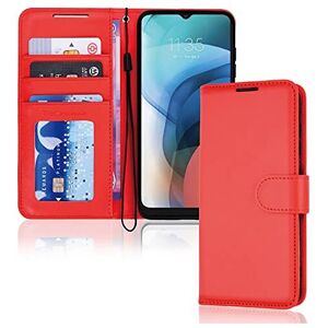 (Red) TECHGEAR Moto E7i Power Leather Wallet Case, Flip Protective Case Cover wi (Red) TECHGEAR Moto E7i Power Leather Wallet Case, Flip Protective Case Cover wi