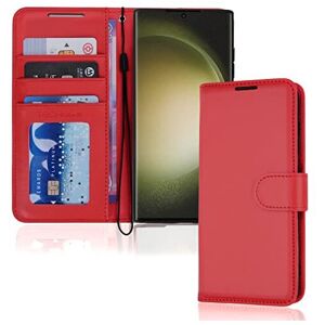 Techgear (Red) Samsung Galaxy S23 Ultra Leather Wallet Case, Flip Protective Cover with W Techgear (Red) Samsung Galaxy S23 Ultra Leather Wallet Case, Flip Protective Cover with W