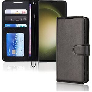 Techgear (Black) Samsung Galaxy S23 Ultra Leather Wallet Case, Flip Protective Cover with Techgear (Black) Samsung Galaxy S23 Ultra Leather Wallet Case, Flip Protective Cover with