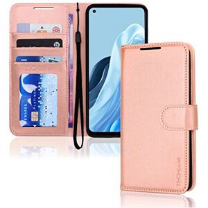 (Rose Gold) TECHGEAR PU Leather Wallet Case for Oppo Reno 8 Lite 5G, Flip Protec (Rose Gold) TECHGEAR PU Leather Wallet Case for Oppo Reno 8 Lite 5G, Flip Protec