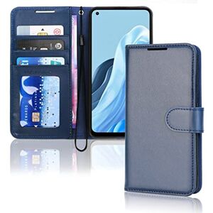 (Blue) TECHGEAR Leather Wallet Case for Oppo Reno 7, Flip Protective Cover with (Blue) TECHGEAR Leather Wallet Case for Oppo Reno 7, Flip Protective Cover with