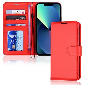 Techgear (Red) iPhone 13 Mini Leather Wallet Case, Flip Protective Case Cover with Wallet Techgear (Red) iPhone 13 Mini Leather Wallet Case, Flip Protective Case Cover with Wallet