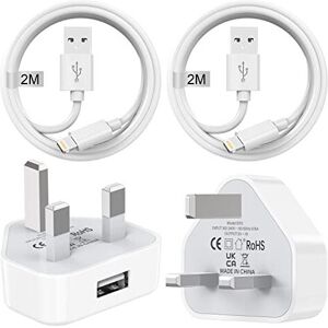 AINPOW iPhone Charger Plug and Cable 2M 2Pack[Apple MFI Certified], iPhone Plugs UK wit