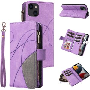 GANGXUN (Purple) Case For IPhone 14 Plus Two-color Stitching Nine Card Slots Kickstand P GANGXUN (Purple) Case For IPhone 14 Plus Two-color Stitching Nine Card Slots Kickstand P