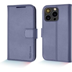 Techgear Wallet Case for Apple iPhone 15 Pro, Genuine Leather Magnetic Flip [RFID Blockin Techgear Wallet Case for Apple iPhone 15 Pro, Genuine Leather Magnetic Flip [RFID Blockin