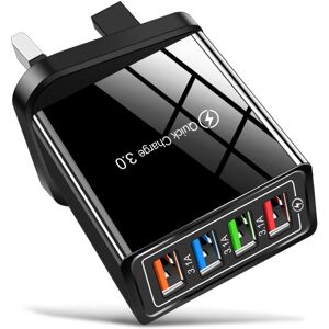 Unbranded (Black UK) Multiport Fast 4 Quick Charge Usb Hub Mains Uk Plug Adapter Wall Char Unbranded (Black UK) Multiport Fast 4 Quick Charge Usb Hub Mains Uk Plug Adapter Wall Char