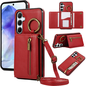 Unbranded (Red, For Galaxy A26 5G) Crossbody Zipper Cards Solt Wallet Leather Case Fo Unbranded (Red, For Galaxy A26 5G) Crossbody Zipper Cards Solt Wallet Leather Case Fo
