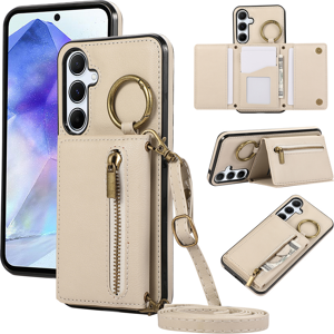 Unbranded (Beige, For Galaxy A26 5G) Crossbody Zipper Cards Solt Wallet Leather Case Fo Unbranded (Beige, For Galaxy A26 5G) Crossbody Zipper Cards Solt Wallet Leather Case Fo