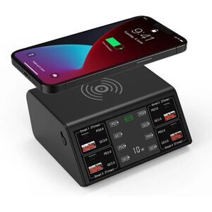 GreenZech (White, EU Plug) 100W 8-Port USB PD Charger - Black/White, 4 USB-A & 4 USB-C, EU GreenZech (White, EU Plug) 100W 8-Port USB PD Charger - Black/White, 4 USB-A & 4 USB-C, EU