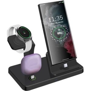 GreenZech (Black) 3-in-1 Fast Charger Station for Samsung Galaxy S23/S22/S21/Note, Type-C GreenZech (Black) 3-in-1 Fast Charger Station for Samsung Galaxy S23/S22/S21/Note, Type-C