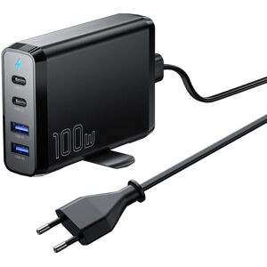 GreenZech 100W 4-Port USB PD Charger, Black, Compact EU Plug, Fast Charging for Multiple D GreenZech 100W 4-Port USB PD Charger, Black, Compact EU Plug, Fast Charging for Multiple D