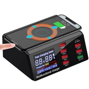 GreenZech (EU Plug) Black Multi-Port Charger with PD 18W, QC 3.0, 9 USB Ports, Wireless Ch GreenZech (EU Plug) Black Multi-Port Charger with PD 18W, QC 3.0, 9 USB Ports, Wireless Ch