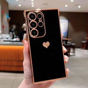 Unbranded (black, Samsung S25 Ultra) Solid Color Love Heart Print Slim Case For Samsung Ga Unbranded (black, Samsung S25 Ultra) Solid Color Love Heart Print Slim Case For Samsung Ga