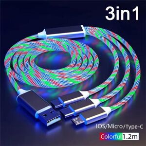 Unbranded (multicolor, 3 in1) Glowing Led Light Usb 3 In 1 Cable Phone Fast Charging Charg Unbranded (multicolor, 3 in1) Glowing Led Light Usb 3 In 1 Cable Phone Fast Charging Charg