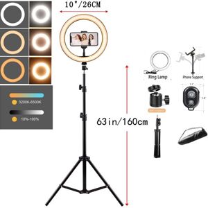 Unbranded (Type5 - BK160cm) 26cm LED Selfie Ring Light Photography RingLight Phone Stand H Unbranded (Type5 - BK160cm) 26cm LED Selfie Ring Light Photography RingLight Phone Stand H