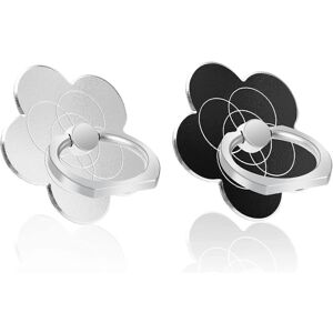 Unbranded (As show, One size) 2 Pack Flower Shape Cell Phone Holder Rings (Black + Silver) Unbranded (As show, One size) 2 Pack Flower Shape Cell Phone Holder Rings (Black + Silver)