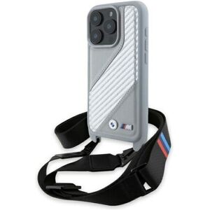 BMW iPhone 16 Pro Case - Carbon Stripe & Strap - Grey BMW iPhone 16 Pro Case - Carbon Stripe & Strap - Grey