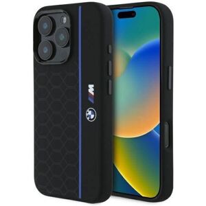 BMW iPhone 16 Pro Max Silicone Hexagon Case - Blue Line - Black BMW iPhone 16 Pro Max Silicone Hexagon Case - Blue Line - Black