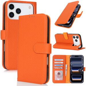 Unbranded (iPhone 17 Pro Max, Orange) For iPhone 17 Pro Max Stand Case Litchi Texture Genu Unbranded (iPhone 17 Pro Max, Orange) For iPhone 17 Pro Max Stand Case Litchi Texture Genu