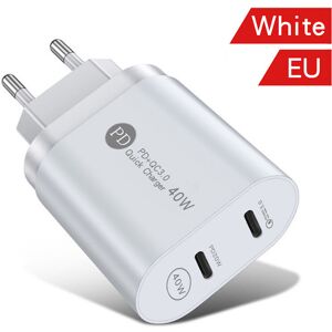 Unbranded (White EU) Fast Charger Pd40w Typec Pd Dual Port Charging For Apple Useuuk Serie Unbranded (White EU) Fast Charger Pd40w Typec Pd Dual Port Charging For Apple Useuuk Serie