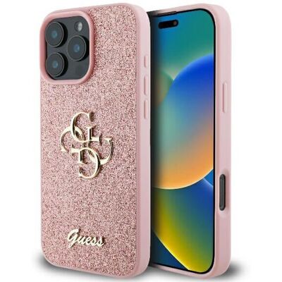 Guess Pink Glitter Big 4G Logo iPhone 16 Pro Case - Phone Case Guess Pink Glitter Big 4G Logo iPhone 16 Pro Case - Phone Case
