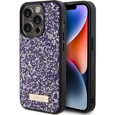 Guess iPhone 15 Pro Purple Rhinestone Metal Logo Hard Case Guess iPhone 15 Pro Purple Rhinestone Metal Logo Hard Case