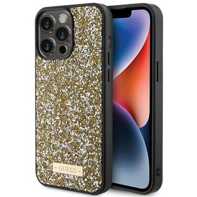 Guess iPhone 15 Pro Max Rhinestone Metal Logo Yellow - Smartphone Case Guess iPhone 15 Pro Max Rhinestone Metal Logo Yellow - Smartphone Case