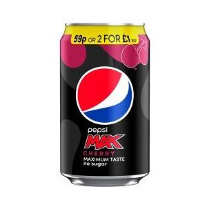Pepsi Max Cherry No Sugar Cola Can 330ml (Pack of 24) Pepsi Max Cherry No Sugar Cola Can 330ml (Pack of 24)