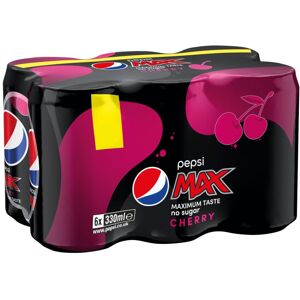 Pepsi Max Cherry No Sugar Cola Can PMP 6 x 330ml (Pack of 4) Pepsi Max Cherry No Sugar Cola Can PMP 6 x 330ml (Pack of 4)