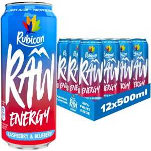Rubicon RAW 12 Pack Raspberry & Blueberry 500ml Energy Drink, 20% Real Fruit Juice, High Rubicon RAW 12 Pack Raspberry & Blueberry 500ml Energy Drink, 20% Real Fruit Juice, High