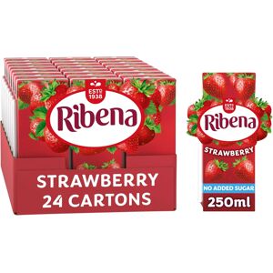 Ribena Strawberry No Added Sugar Cartons - Multipack 24x 250ml Real Fruit Ri Ribena Strawberry No Added Sugar Cartons - Multipack 24x 250ml Real Fruit Ri