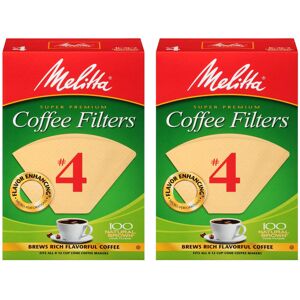 Melitta #4 Coffee Filters Natural Brown 2 Pack of 100 Filters. Melitta #4 Coffee Filters Natural Brown 2 Pack of 100 Filters.