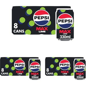 Pepsi Max Lime No Sugar Soft Drinks, 8 x 330ml (Pack of 3) Pepsi Max Lime No Sugar Soft Drinks, 8 x 330ml (Pack of 3)
