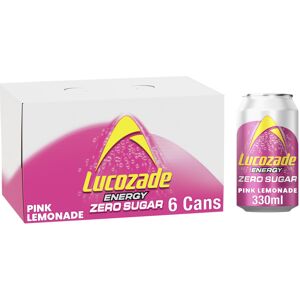 Lucozade Energy Zero Sugar Drink Pink Lemonade 330ml can Pack of 6 Lucozade Energy Zero Sugar Drink Pink Lemonade 330ml can Pack of 6