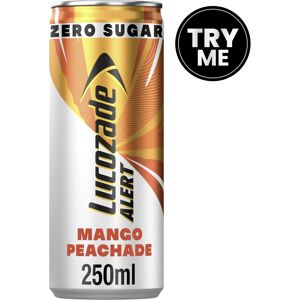 Lucozade Alert Energy Drink Zero Sugar Mango Peachade 250ml Pack of 24 Lucozade Alert Energy Drink Zero Sugar Mango Peachade 250ml Pack of 24